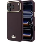 Lacoste PU Leather Champs Elysees Gold Logo MagSafe kryt pre iPhone 18 Pro Max, Burgundy