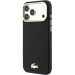 Lacoste PU Leather Champs Elysees Gold Logo MagSafe kryt pre iPhone 18 Pro Max, čierny
