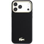 Lacoste PU Leather Champs Elysees Gold Logo MagSafe kryt pre iPhone 18 Pro Max, čierny