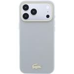 Lacoste PU Leather Champs Elysees Gold Logo MagSafe kryt pre iPhone 18 Pro Max, svetlo-sivý