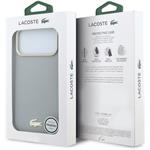 Lacoste PU Leather Champs Elysees Gold Logo MagSafe kryt pre iPhone 18 Pro Max, svetlo-sivý