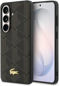 Lacoste PVC Blend Monogram Gold Logo Magnetic kryt pre Samsung Galaxy S26+, hnedý