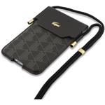 Lacoste PVC Blend Monogram Metal Logo taška na telefón XL, hnedá