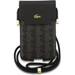 Lacoste PVC Blend Monogram Metal Logo taška na telefón XL, hnedá