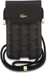 Lacoste PVC Blend Monogram Metal Logo taška na telefón XL, hnedá