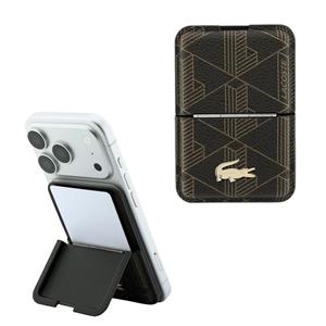 Lacoste PVC Blend Monogram Petit Pique MagSafe Peněženka se Stojánkem Brown