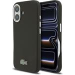 Lacoste PVC Iconic Petit Pique Metal Logo MagSafe kryt pre iPhone 16, čierny