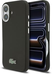 Lacoste PVC Iconic Petit Pique Metal Logo MagSafe kryt pre iPhone 16, čierny