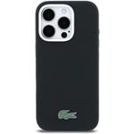 Lacoste PVC Iconic Petit Pique Metal Logo MagSafe kryt pre iPhone 16 Pro, čierny