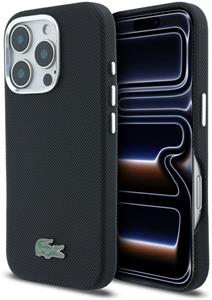 Lacoste PVC Iconic Petit Pique Metal Logo MagSafe kryt pre iPhone 16 Pro, čierny
