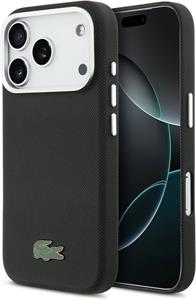 Lacoste PVC Iconic Petit Pique Metal Logo MagSafe kryt pre iPhone 17 Pro, čierny