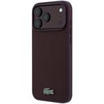 Lacoste PVC Iconic Petit Pique Metal Logo MagSafe kryt pre iPhone 18 Pro, Burgundy