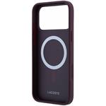 Lacoste PVC Iconic Petit Pique Metal Logo MagSafe kryt pre iPhone 18 Pro, Burgundy
