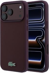 Lacoste PVC Iconic Petit Pique Metal Logo MagSafe kryt pre iPhone 18 Pro, Burgundy