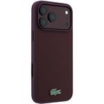 Lacoste PVC Iconic Petit Pique Metal Logo MagSafe kryt pre iPhone 18 Pro Max, Burgundy