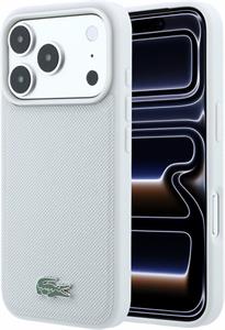 Lacoste PVC Iconic Petit Pique Metal Logo MagSafe kryt pre iPhone 18 Pro, svetlo-sivý