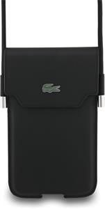 Lacoste PVC Iconic Petit Pique Metal Logo taška na telefón, XL, čierna