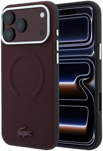 Lacoste PVC Petit Pique Semi Wrap Embossed MagSafe kryt pre iPhone 18 Pro, Burgundy