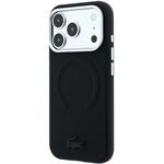 Lacoste PVC Petit Pique Semi Wrap Embossed MagSafe kryt pre iPhone 18 Pro, čierny