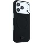 Lacoste PVC Petit Pique Semi Wrap Embossed MagSafe kryt pre iPhone 18 Pro, čierny