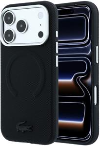 Lacoste PVC Petit Pique Semi Wrap Embossed MagSafe kryt pre iPhone 18 Pro, čierny