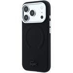 Lacoste PVC Petit Pique Semi Wrap Embossed MagSafe kryt pre iPhone 18 Pro Max, čierny