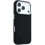 Lacoste PVC Petit Pique Semi Wrap Embossed MagSafe kryt pre iPhone 18 Pro Max, čierny
