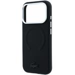 Lacoste PVC Petit Pique Semi Wrap Embossed MagSafe kryt pre iPhone 18 Pro Max, čierny