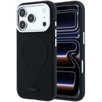 Lacoste PVC Petit Pique Semi Wrap Embossed MagSafe kryt pre iPhone 18 Pro Max, čierny