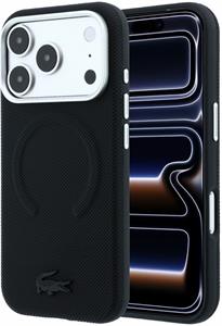 Lacoste PVC Petit Pique Semi Wrap Embossed MagSafe kryt pre iPhone 18 Pro Max, čierny