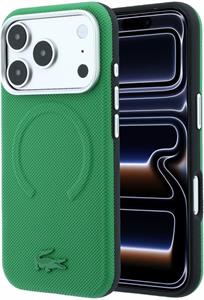 Lacoste PVC Petit Pique Semi Wrap Embossed MagSafe kryt pre iPhone 18 Pro Max, zelený