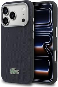 Lacoste PVC Petit Pique Semi Wrap MagSafe kryt pre iPhone 17 Pro, modrý
