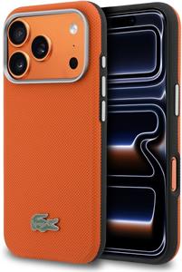 Lacoste PVC Petit Pique Semi Wrap MagSafe kryt pre iPhone 17 Pro, oranžový
