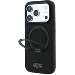 Lacoste PVC Petit Pique Semi Wrap Ring Stand MagSafe kryt pre iPhone 18 Pro, čierny