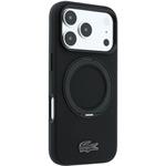 Lacoste PVC Petit Pique Semi Wrap Ring Stand MagSafe kryt pre iPhone 18 Pro, čierny