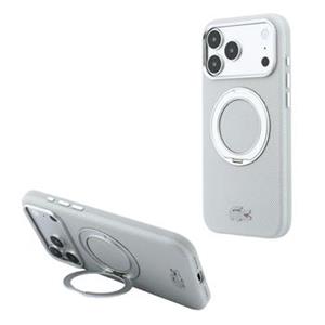 Lacoste PVC Petit Pique Semi Wrap Ring Stand MagSafe Zadní Kryt pro iPhone 18 Pro Max Light Grey