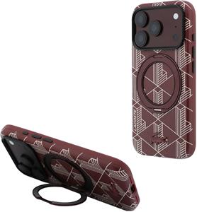 Lacoste PVC Semi Wrap Blend Ring Stand MagSafe kryt pre iPhone 18 Pro, Burgundy