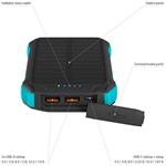 LAMAX Journey 12000mAh, Vodotesná outdoor powerbanka s LED baterkou, solárne aj USB nabijanie