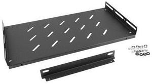 Lanberg 19'' polica s uhlovou lištou 1U/280mm, čierna, do 120kg