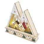 LED drevená vianočná krajina, 23,5 cm, 2x AA, vnútorný, teplá biela, časovač