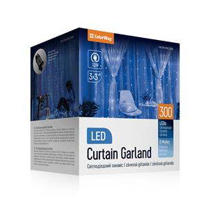 LED girlanda ColorWay - záves, 3x3m, 300LED, modrá žiara (CW-GW-300L33VBL)