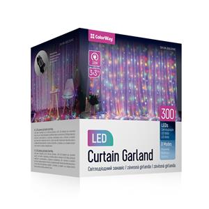 LED girlanda ColorWay - záves, 3x3m, 300LED, viacfarebná (CW-GW-300L33VMC)
