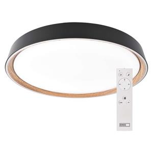 LED nástenné svietidlo ILVI, kruhové 30 W, stmievanie + CCT, čierna + drevo