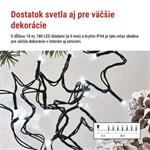 LED vianočná reťaz, 18 m, vonkajšia aj vnútorná, studená biela, programy, časovač