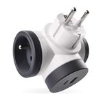 LEGRAND Revolution Rozbočovač 2x 230V, 1x USB-A + USB-C, bielosivý, otočný