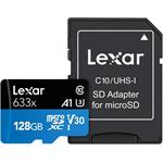 Lexar High-Performance 633x, microSDXC, 128 GB + SD adaptér