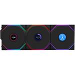 Lian Li UNI FAN TL Wireless, bezdrôtový LCD Ventilátor, ARGB, 3ks, 120 mm, čierny