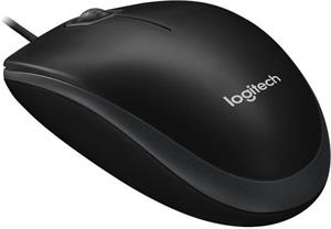 Logitech B100, optická myš, čierna