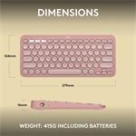 Logitech K380s Pebble Keys 2, US international, ružová