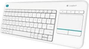 Logitech K400 Plus, bezdrôtová klávesnica s touchpadom, CZ, biela